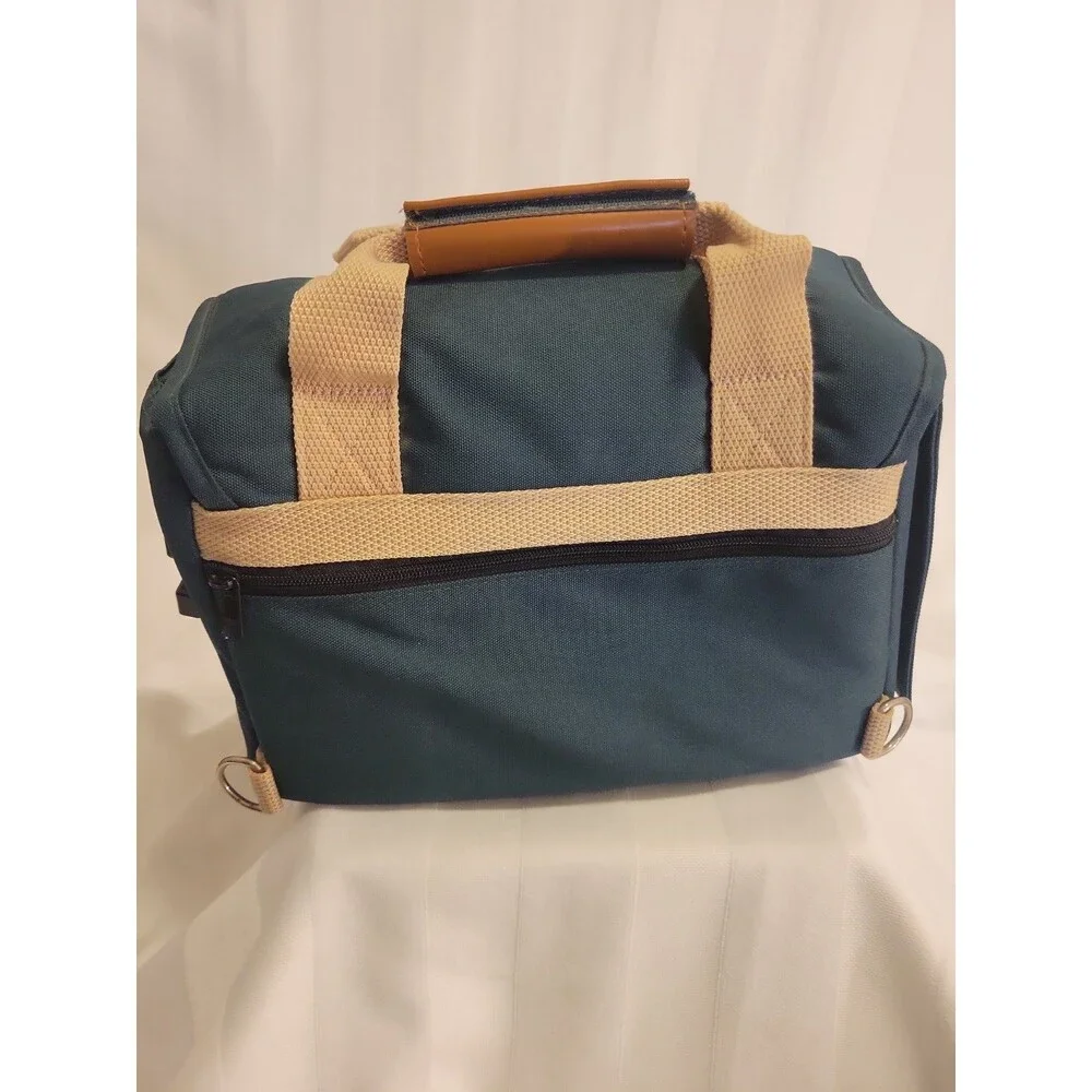 Vtg Canon Camera Bag Organizer Green Pocket Shoulder Strap Carry Case Korea Euc